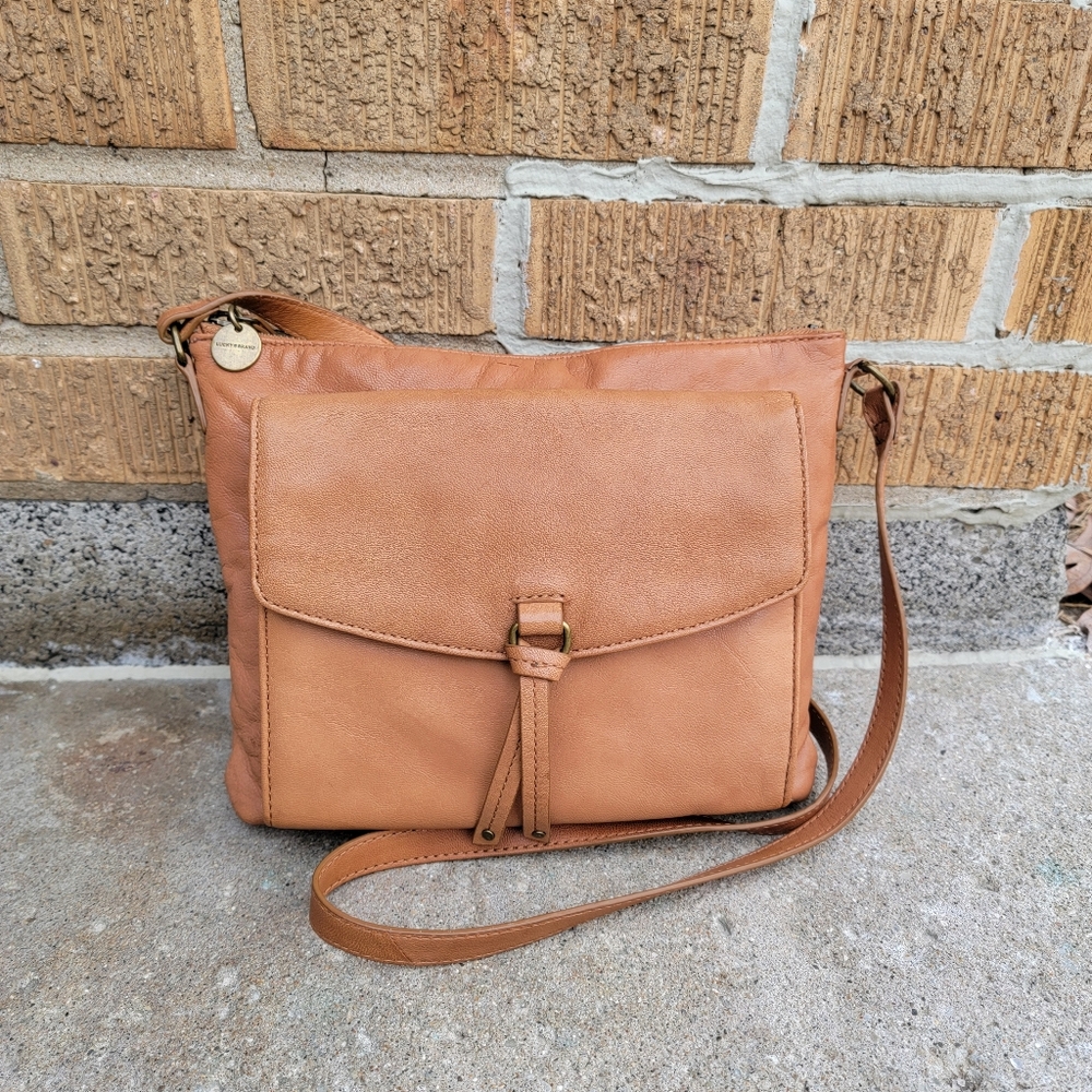 Lucky Brand Cognac Leather Organizer Crossbody